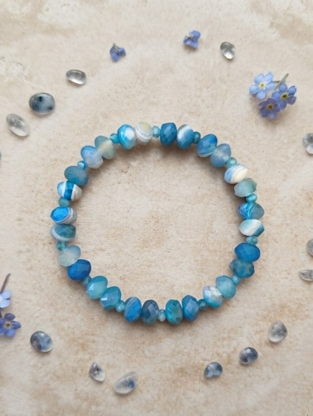 Striped Agate/Apatite Bracelet